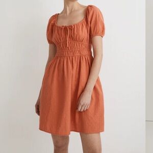 Madewell Dobby Sofia Tie-front Mini Dress, size S.
